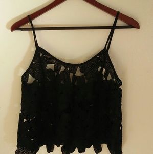 Black Floral Cut-out Camisole